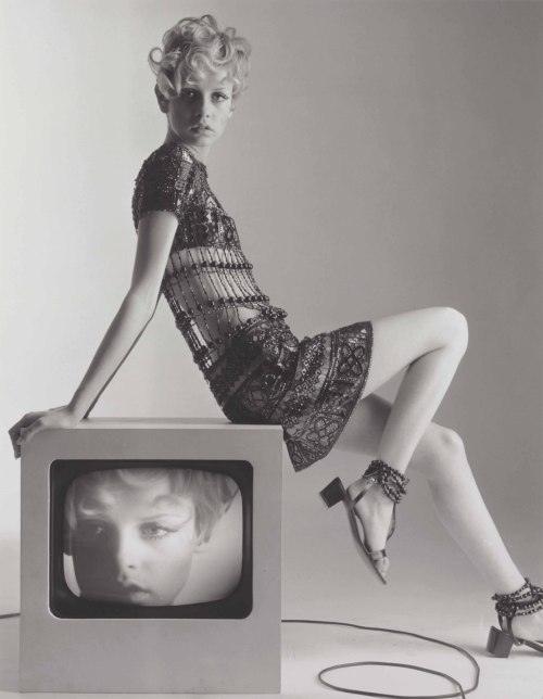Twiggy Modeling Yves Saint Laurent, 1967Bert Stern (American; 1929–2013)Gelatin silver print signed 