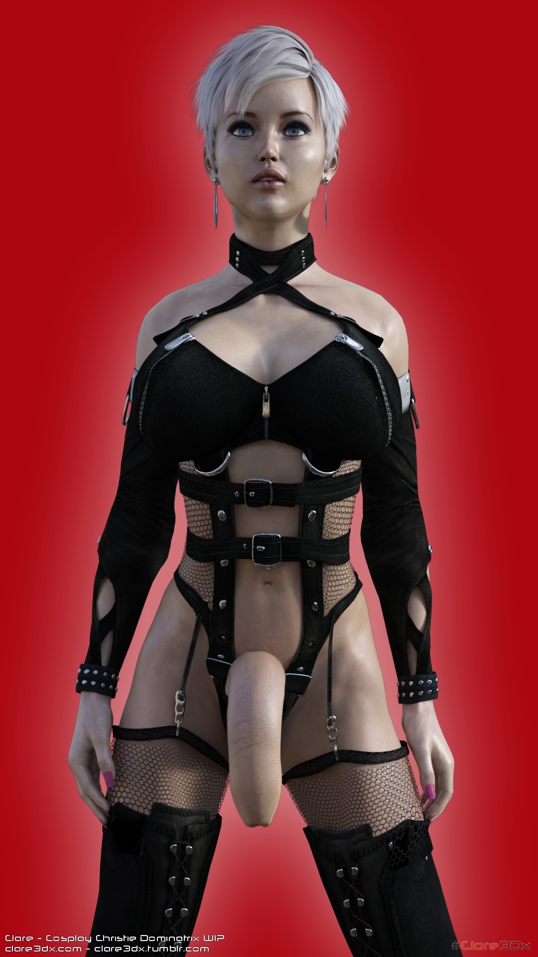 Post 570: 3Dx Collaboration, Cosplay: Clare as Christie, Dead or Alive, Dominatrix,