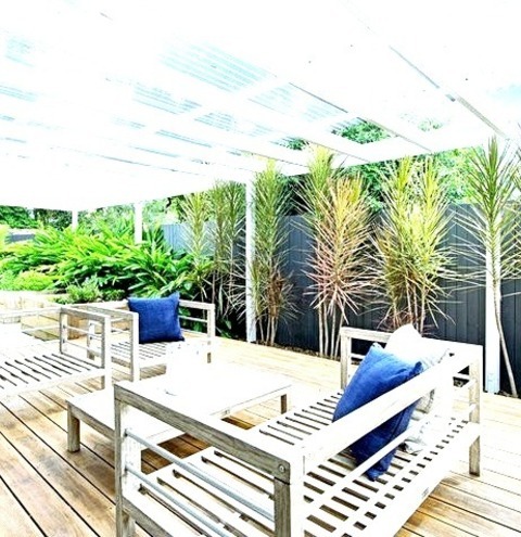 Beach Style DeckDeck Container Garden Idea For A Medium-sized Coastal Backyard With A Pergola