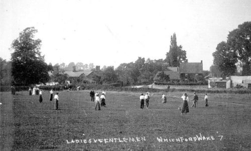 Ladies vs. gentlement wake cricket match (Whichford, Warwickshire, 1913).