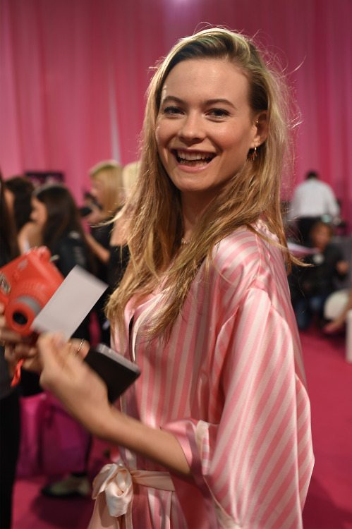 Behati Prinsloo backstage at the Victoria’s Secret Fashion Show 2015.