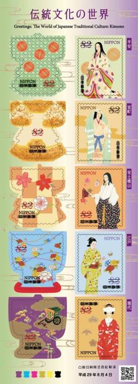 Japanese stamps are so pretty! Here are plates with kimono fashion over the years (from Heian to Edo