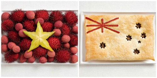 pbsparents:  Fun Food Flags! Can you guess which countries are represented? Hint: The food used to make the flag is usually associated with that country… Source (and answers!) here: http://bit.ly/n2Uxn8