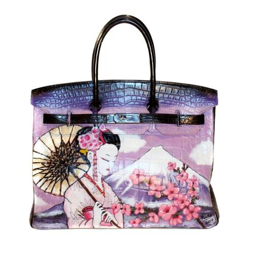 Tokyo Story - Hand Painted croc Birkin by Rocky Mazzilli - #hermes #birkin #hermesbag #paintedbirkin