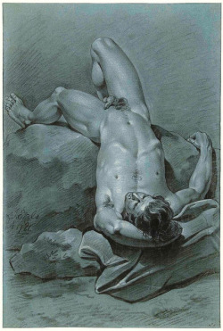 Bobbygio:  Study Of A Reclining Male Nude, By Jan Ekels Ll