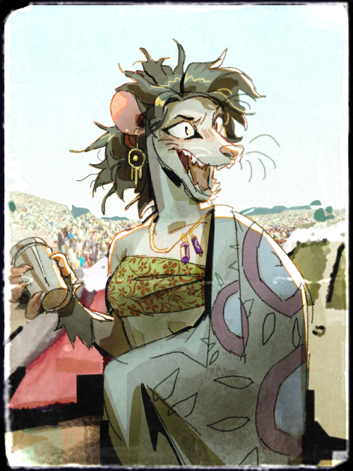 Snippit-Crickit:conceptart Of Young Ronnie (Crystal Opossum Auntie) At A Woodstock!!