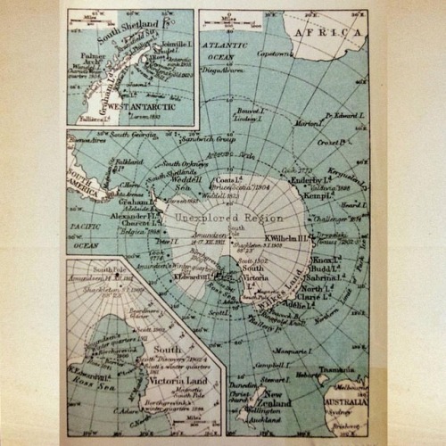 Map of Antarctica, taken from volume one of “The South Pole” by Norwegian explorer Roald Amundsen (1