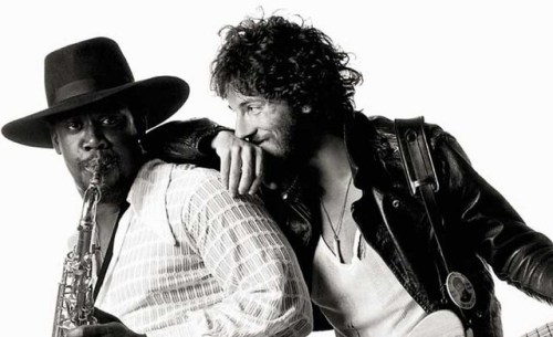 brucespringsteen:Bruce Springsteen and Clarence Clemons for Born To Run (1976)