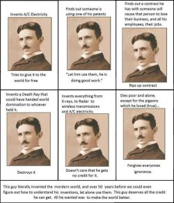 scienceandfandomsandstuff:When asked how it felt to be the smartest man alive Einstein’s reply was “I don’t know, you’ll have to ask Nikola Tesla.”