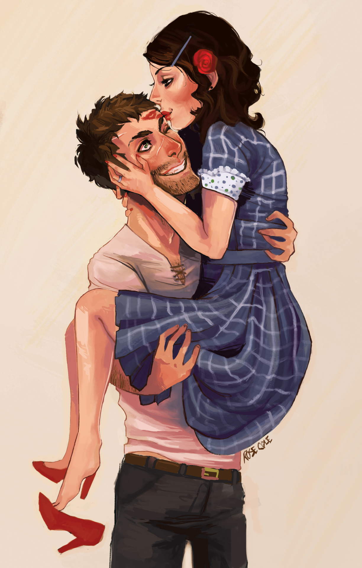 rosieposieolie:  Me and my friend Chelsie’s characters being cute! Big werewolf