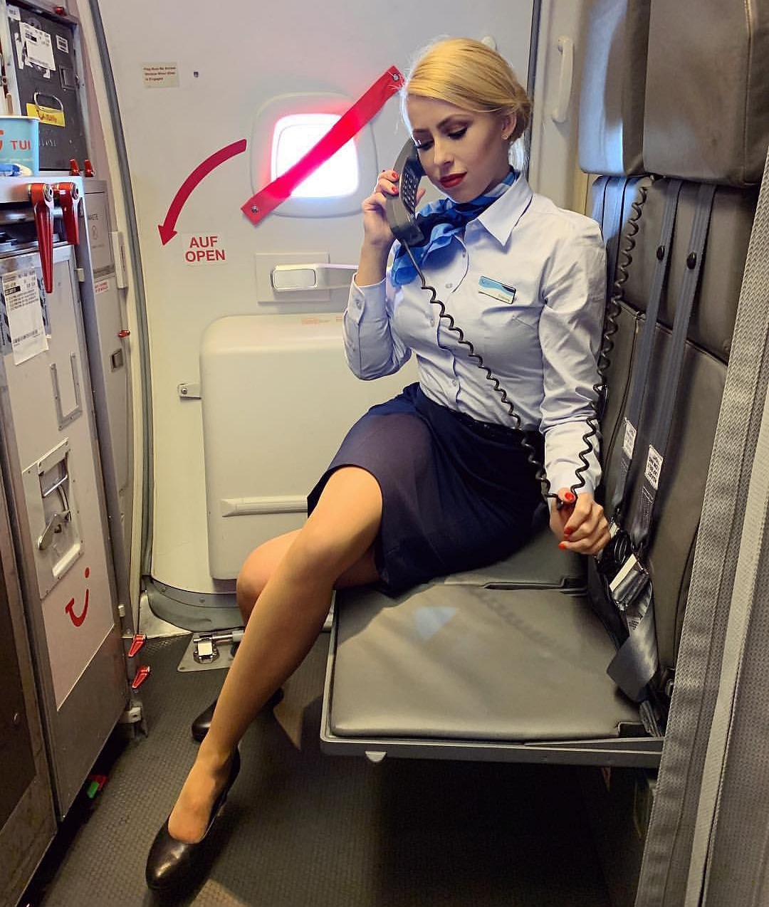 :Like to meet her after the flight sexy Flight Attendant Denise