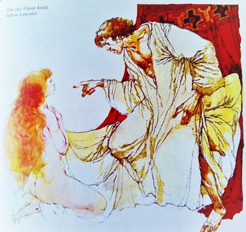 tryllskr:Victor Ambrus illustrations for the Arthurian tale of Lancelot &amp; Elaine.Don’t have a sc