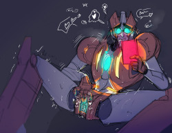 schandbringer:  Just like that…I got tired of the pic size getting messed up, sorry.I also haven’t decided what the hell is on that datapad. Some lewd selfie Rodimus sent him? A piece of naughty literature Megatron wrote for him? Obscene fotos that