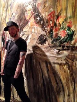 waltcessna:  Walt Cessna in front of a painting by Mark Beard photographed by Scooter LaForge NYC 14 