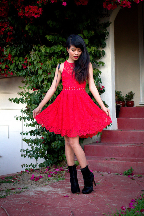 Fashion blogger lusttforlife in Hervé Léger Pony Hair Boots.Style Stalker Love Me Do Lace Up Dress S