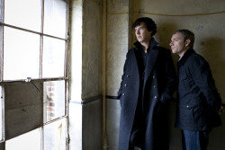  BBC Sherlock promo photos - John &amp; Sherlock S2 photoshoot at Battersea power station -  Updated: found larger sizes of all pictures. Got the first picture in SHQ here: (5359x3573) Other Sherlock Picture Collections: John/Sherlock in front of 221b