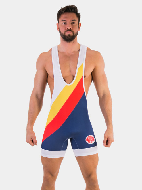 You will be sure to make an entrance with the colourfully daring design of this wrestling suit. &nbs