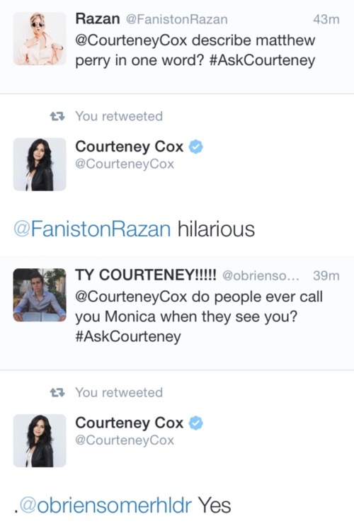 centralperkswift: Courteney Cox: tweets about Friends