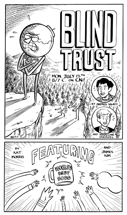 ghostdigits:  Amazing promo art by Maddie Queripel! Please watch both our episodes Monday night, you will most likely enjoy them. madelinequeripel:  Catch “Blind Trust" by me and Dres tonight followed by “World’s Best Boss" by Kat and