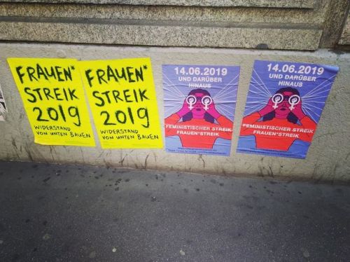 Graffiti and posters seen around Bern and Zürich promoting the ‘Women’s Strike 2019’ across Switzerl