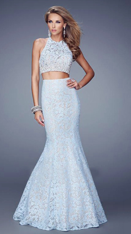 Blue high low prom dresses