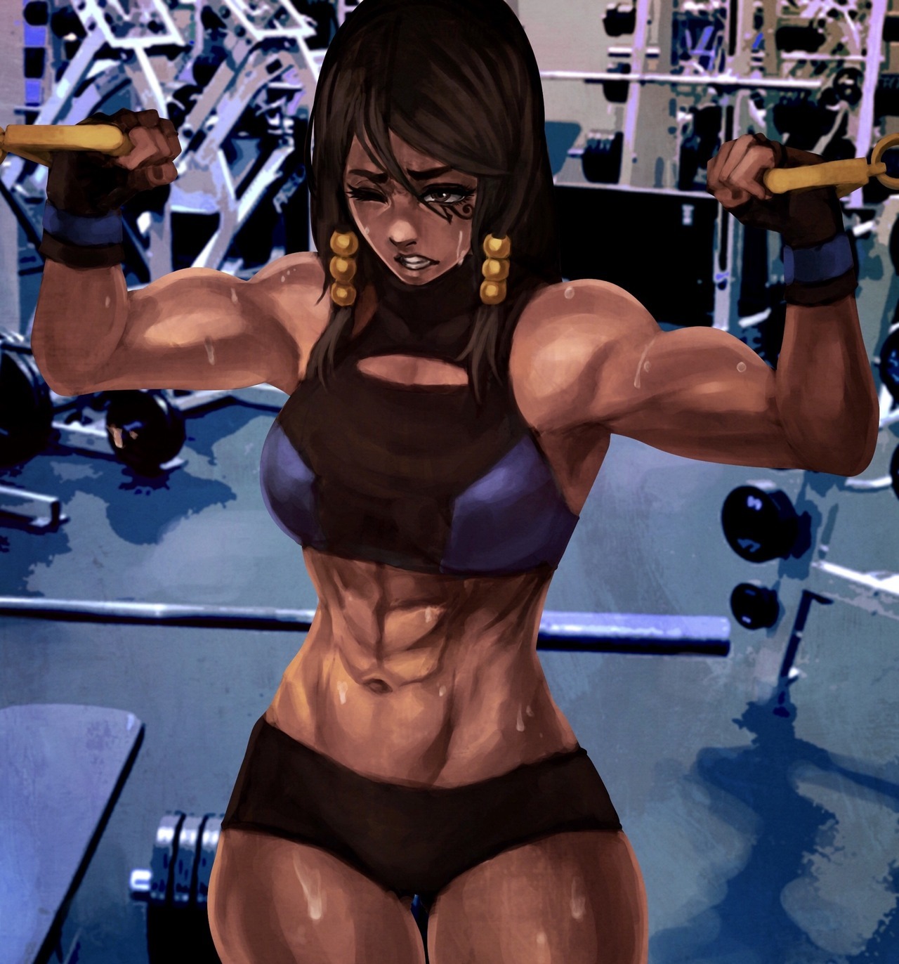 pharah-art: Pharah working out No idea what the source is 