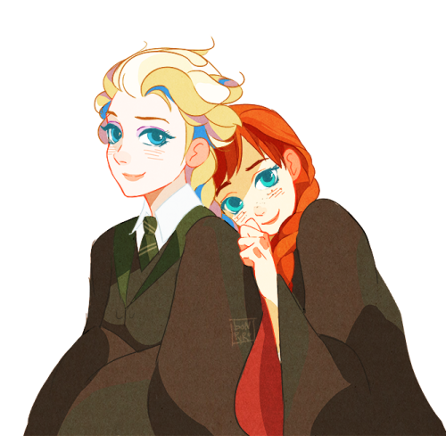 bonpyro:  HP au. Just practicing my 2d style ayyee haven’t done it in awhile. Going through a bit of a phase with these two yep. 