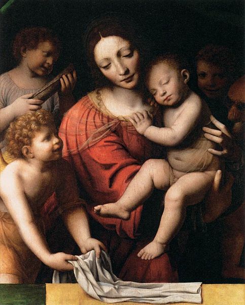 vinegartoteeth:  The Virgin Holding the Sleeping Child with St John and Two Angels