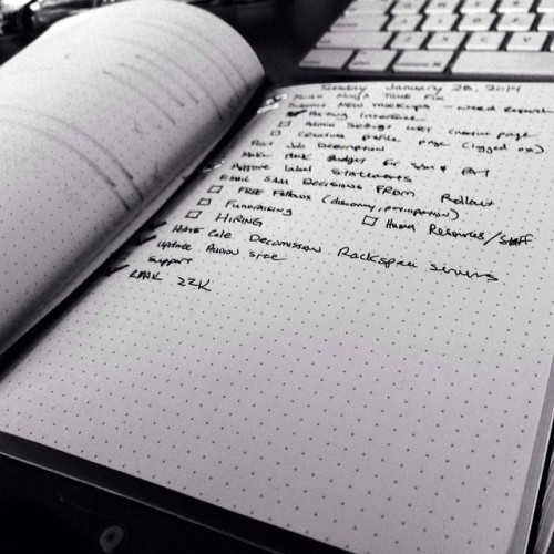 @htmiguel - co-founder of Drip.fm - putting his @behance Dot Grid Journal to good use. #actionmethod #dotgrid