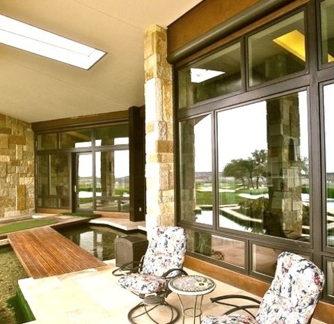 Porch AustinLarge Minimalist Tile Back Porch Idea With A Roof Extension