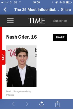 fuckityphan:  i feel physically sick that Nash fucking Grier is on the list of 25 most influential teens of 2014 like what the fuck this piece of trash can’t handle a fuckin arm hair JESUs christs 