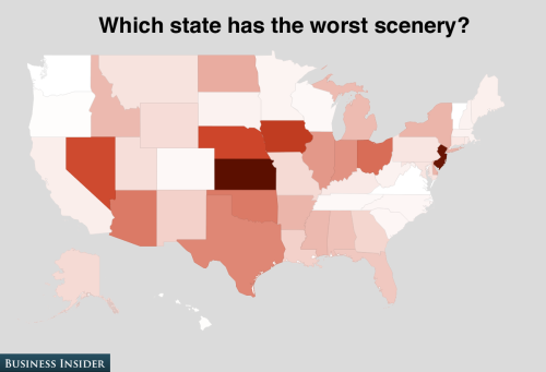 mapsontheweb:Which US state has the worst scenery? Kansas and New Jersey, according to a BI poll.Rel