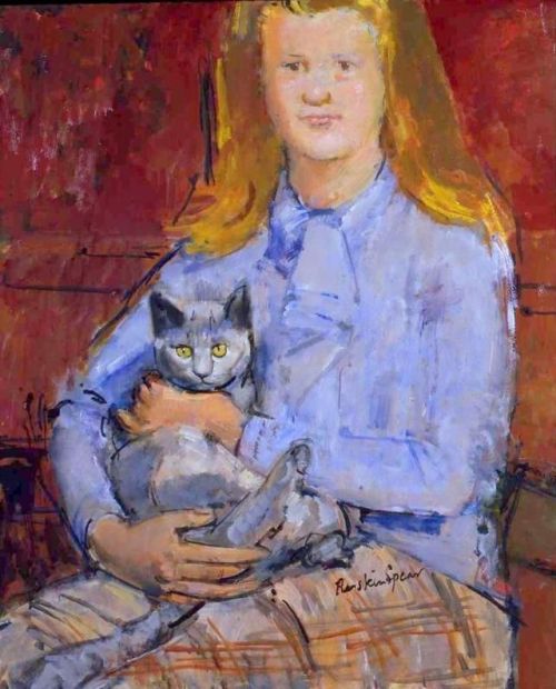 youcannottakeitwithyou:Ruskin Spear (British, 1911 - 1990)Girl with Cat