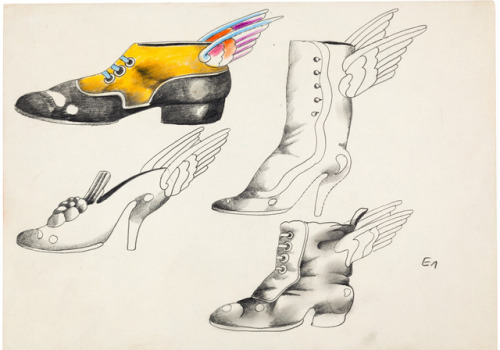 talesfromweirdland:Flying shoe designs for the 1968 Beatles animated feature, Yellow Submarine.