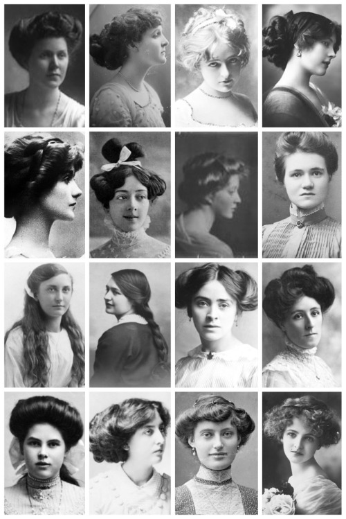 marasbazaar:revcrackers:thevintagethimble:Edwardian HairstylesA collection of Edwardian photographs,