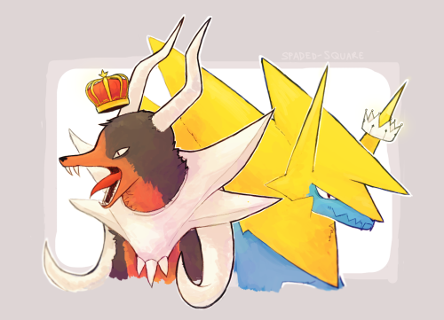 spaded-square:  Tried a different shading method :d ~ Mega houndoom and mega manectric ~