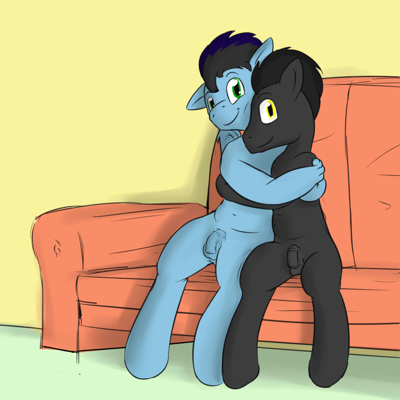 Night Fury and Star Streak doing a little colt cuddling on the couch. Stream Request