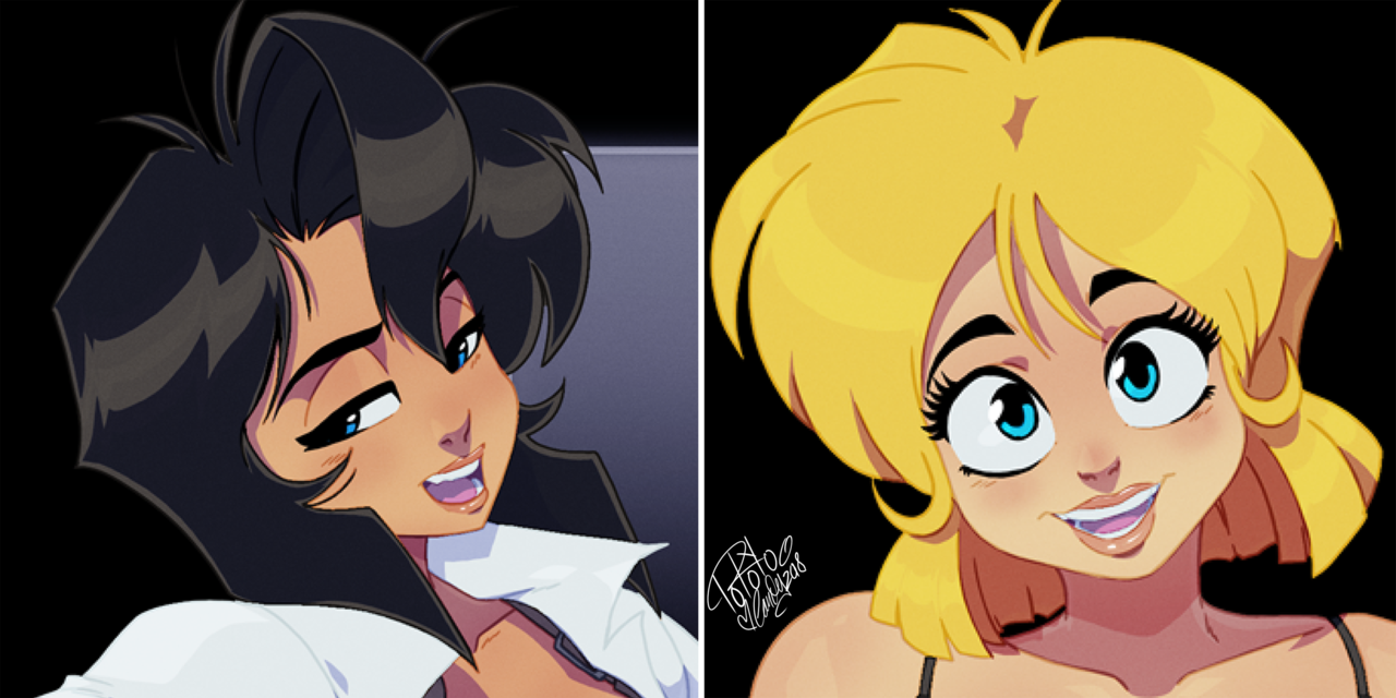 tovio-rogers:  rally and may from gunsmith cats drawn up for pateon. full view and