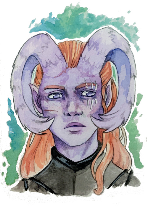 Last of the first set of dnd portraits. My friends Tiefling paladin!I’ve had more of these ordered s