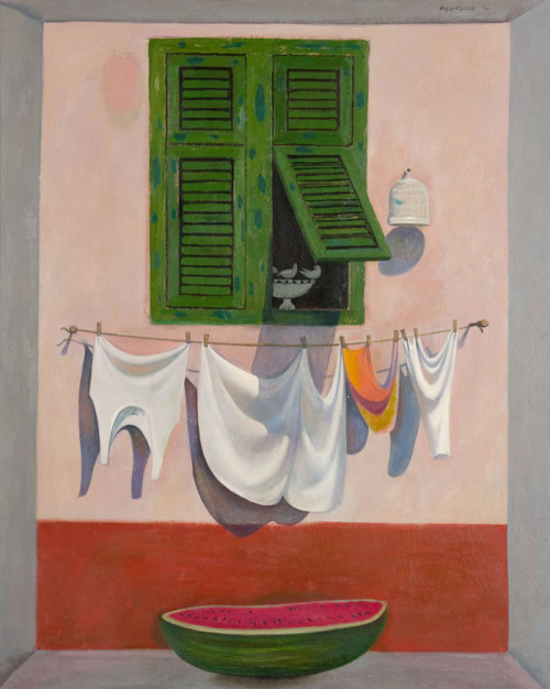 The Green Shutter  -  Alberto Morrocco   1976British  1917-1998oil on canvas    