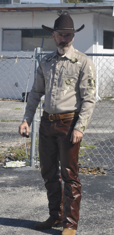November 28, 2013.  Leather Cowboy Series.  Custom leather pants by Jason Pelky of Leather