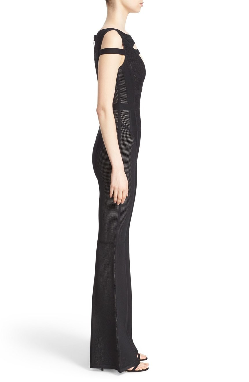 Herve Leger ‘Natalie’ Cutout Mesh Jumpsuit |... - catsuits, jumpsuits ...