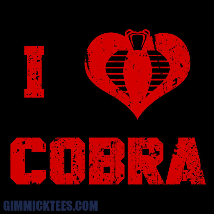 gimmicktees:  I ♥ COBRA is available on black and navy blue tees all this week