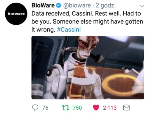 a-bit-of-space:This touching tribute to Cassini by BioWare was exceptionally beautiful and painful a