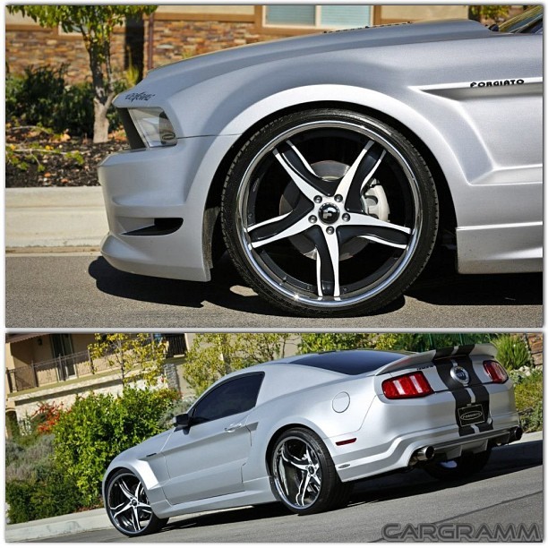 cargramm:  Matte Silver Widebody Mustang GT on F2.05 @Forgiato Wheels Photo by @skatefocus
