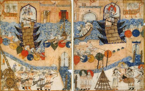 The conquest of Baghdad by the Mongols, 1258 CE. The Mongol forces, led by Hulegu Khan, diverted the