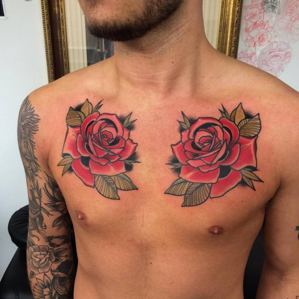 Tattoo uploaded by Christopher Hedlund  Anantomical heart chest piece with  purple roses and poppy flower  Tattoodo