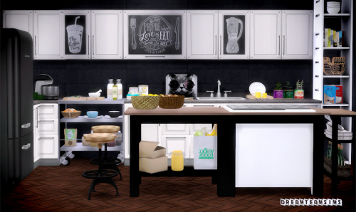 dreamteamsims:KITCHEN DECOR (S2/S3 TO S4)Bookshelf, Industrial Table and Industrial Side Table by 