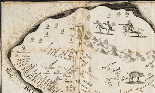 Detail from a 1657 map of Barbados, showing plantations and escaped slaves universityofglasg