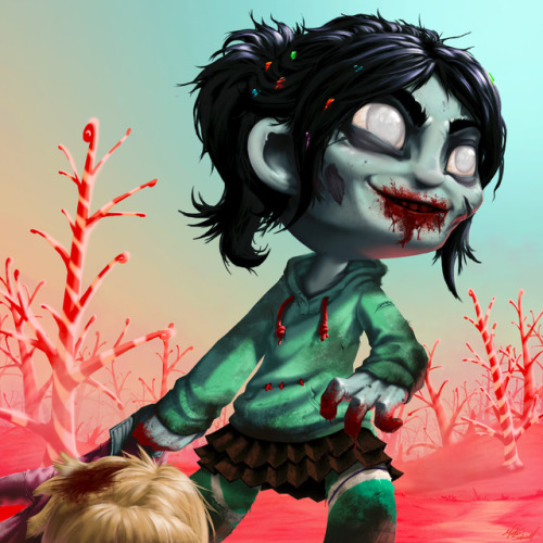 A submission for the Gnomon Workshop forum challenges.  The theme is “zombified disney ch